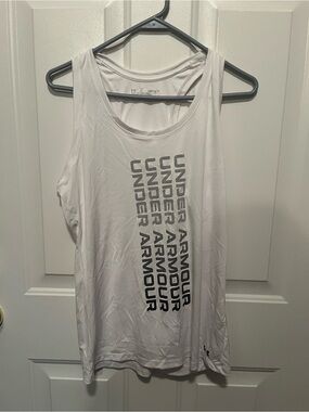 Under Armour White Women's Sleeveless Performance Tank with Gray Logo
